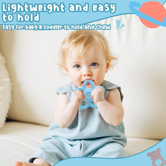 Wacipeck Vibrating Teether for Babies 6-18 Months，Sensory Toys for Kids with Autism Oral Motor Therapy ，3 Speed Vibration Baby Teething Relief，Toddler Travel Essential & 1-2 Year Old Boy Girl Gift