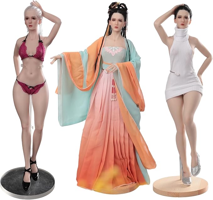 1/3 Female Action Figures Doll Full Body Silicone Flexible Seamless 60cm Female Figure Dolls for Cosplay Photography Arts Female Silicone Doll (Nude, White Hair)