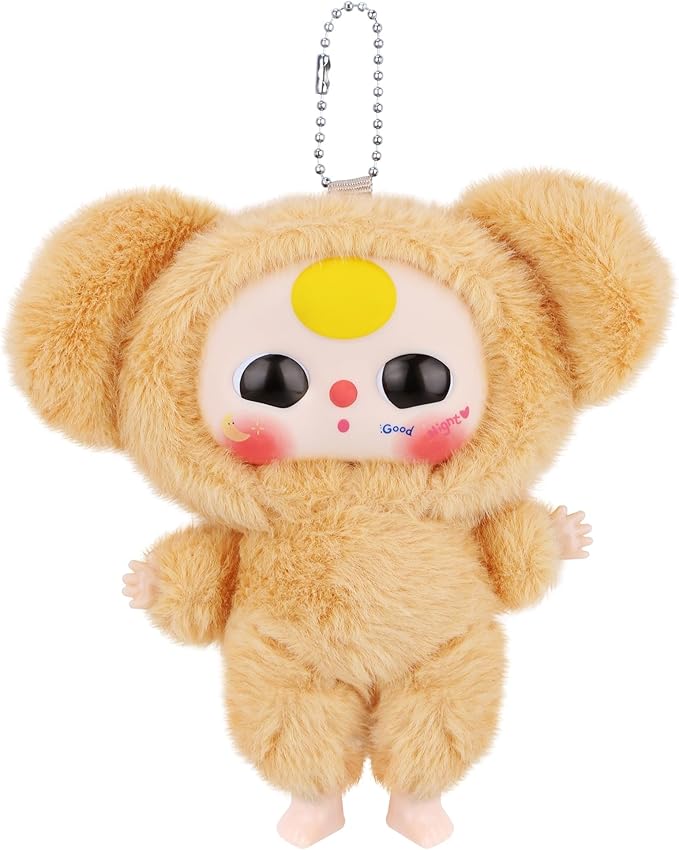 Vinyl Figures, Plush Toys with Cute Expression Rotatable Eyes for Girls Boys, Macaron Orange Bunny Vinyl Plush Doll Kawaii Stuffed Animals Gifts for Keychains Car Home Décor Birthday Collectibles Toys