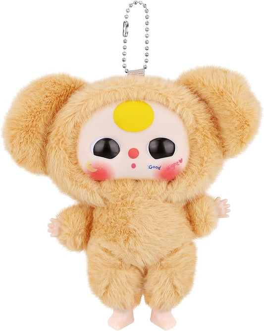 Vinyl Figures, Plush Toys with Cute Expression Rotatable Eyes for Girls Boys, Macaron Orange Bunny Vinyl Plush Doll Kawaii Stuffed Animals Gifts for Keychains Car Home Décor Birthday Collectibles Toys