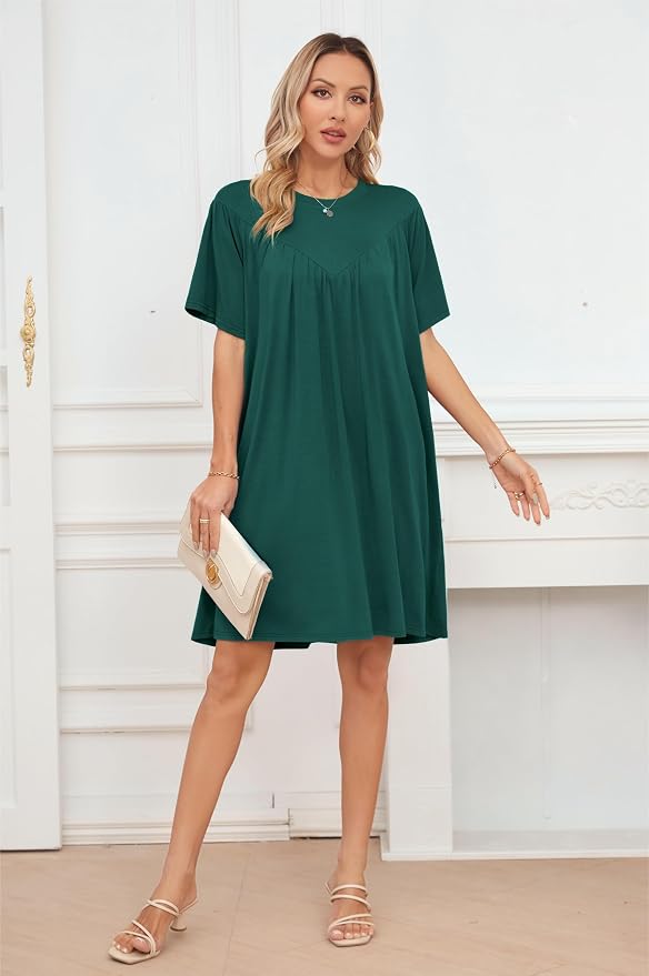 VintageClothing Nightgowns for Women Soft House Dresses Sleepshirts Short Sleeve Sleepwear Night Dress Moo Moo Nightgown