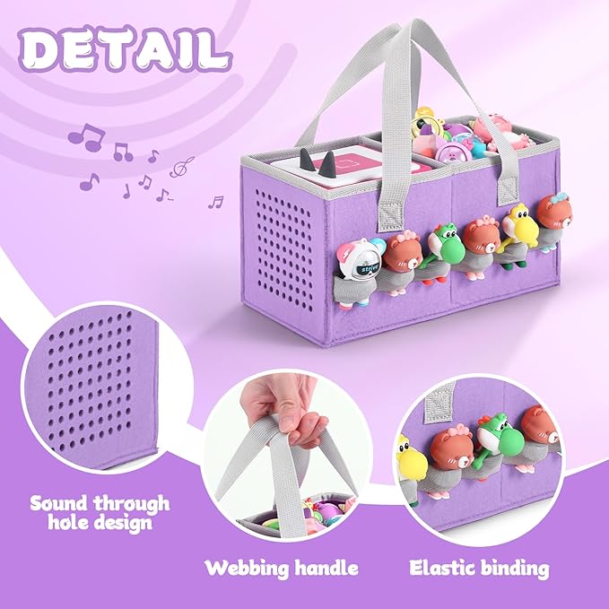 Carrying case for Toniebox Audio Player and Figurines Starter Set,Felt Organizer Bag,Travel for toniebox 2 Earphone and charger accessories portable bag (Purple)
