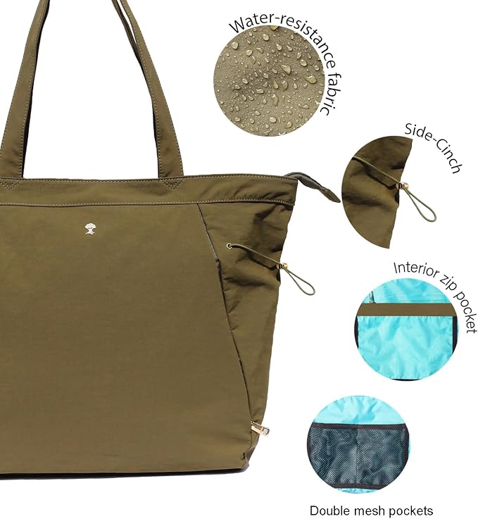 ESVAN Yoga Tote Bag for Women Shoulder Bags Drawstring for Office Workout Travel Carryall Pilates Gym and Beach