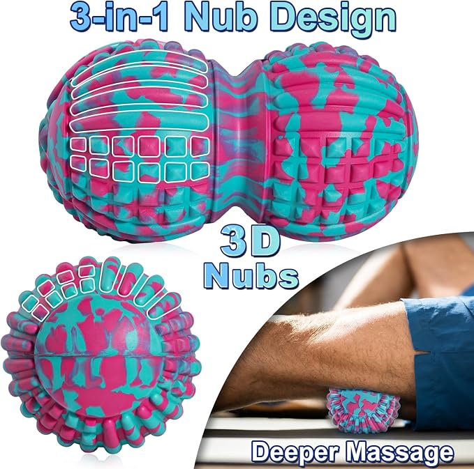 Deep Tissue Massage Ball for Exercise & Recovery - SGS Certification - Targets Back, Shoulder, Legs&Feet - Relieves Muscle Knots, Joint Pain&Tightness, Pressure Point Therapy- Myofascial Release Ball