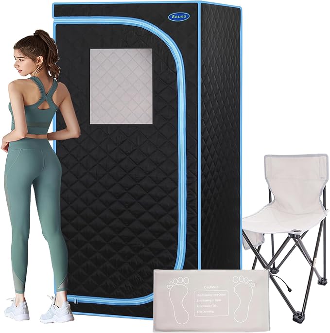 1 Person Portable Infrared Sauna, Full Size Portable Sauna Tent for Home, 1,020watt, Far Infrared Sauna Tent,with Heating Foot Pad,Portable Chair, L31.5 x W31.5 x H68.9