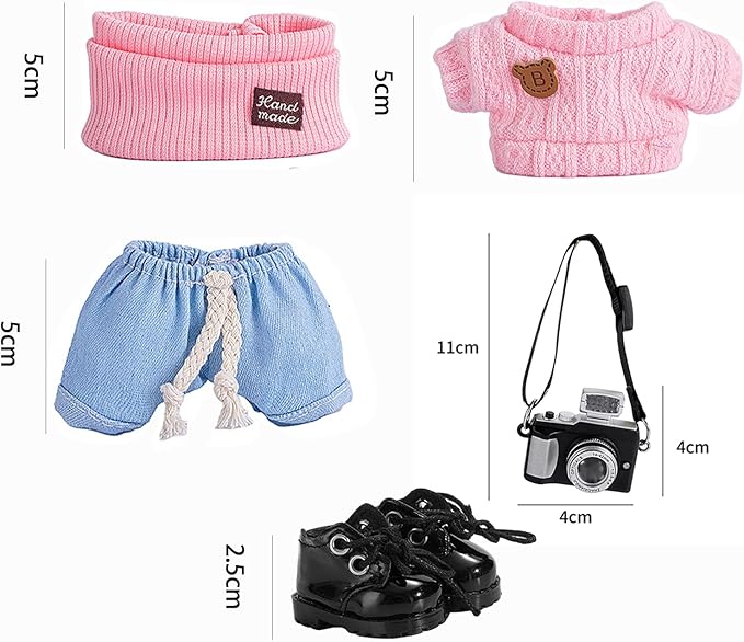 5set 17cm Dolls Clothes Outfit Set - Casual Style Costumes for Doll Figures, Camera Set,Have a seat Clothes - 6.7 Inches Cute Dolls Daily Refill,Gifts for 17cm Doll Lovers (Style-E)