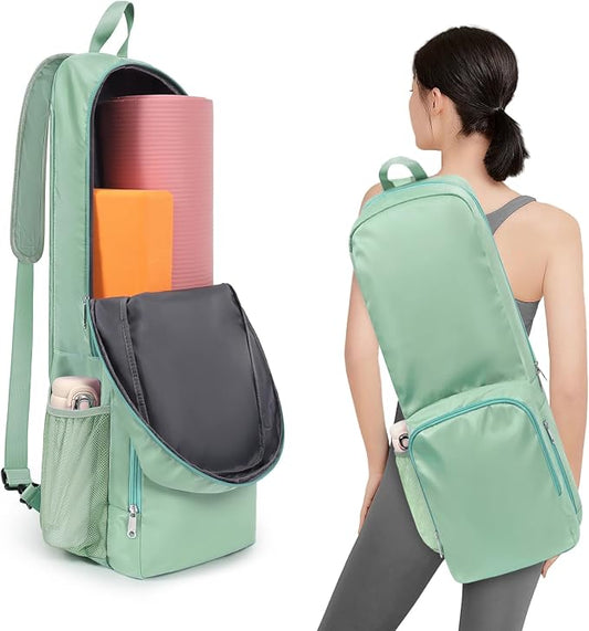 Yoga Mat Bag Carrier Side Mesh Zipper Pocket Exterior Wet Compartment Lightweight Waterproof Yoga Bag for Mat