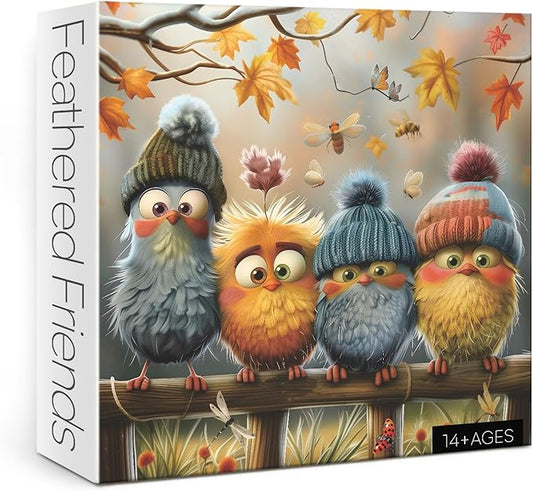 Autumn Bird Puzzles for Adults 1000 Piece Nature, Pretty Fall Landscape Art Jigsaw Puzzles Plant, Butterfly Dragonfly Warm Puzzle