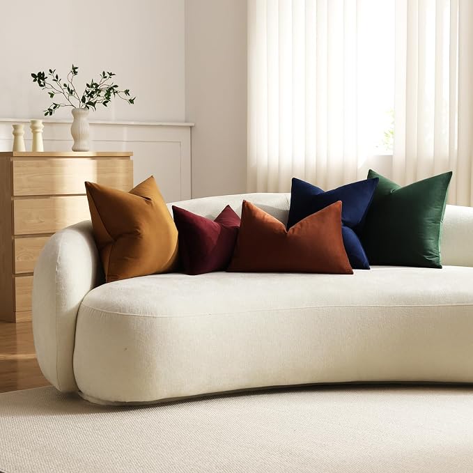 Euro Sham Covers 24x24 Dark Green: Pack of 2 Cozy Soft Velvet Square Modern Luxury Decorative Throw Pillow Cases for Sofa Couch Living Room Bed Home Decor