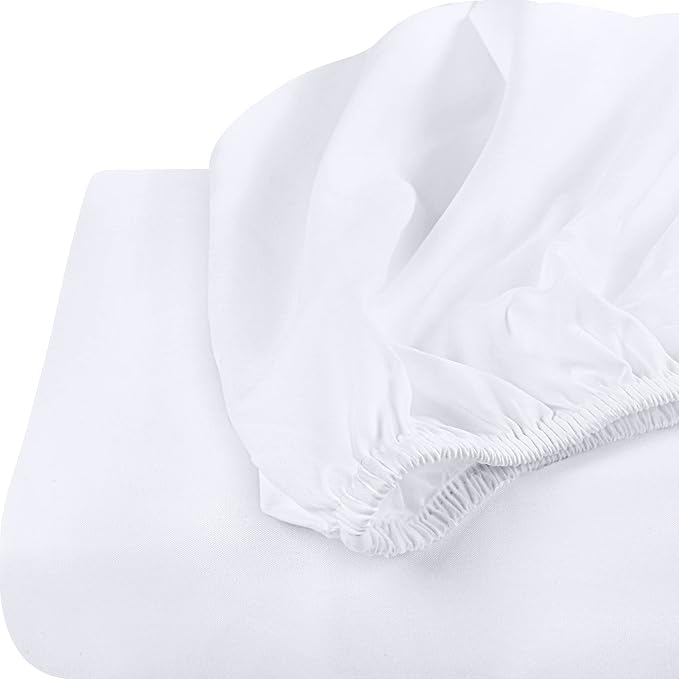 NHNHN Fitted Sheet-Deep Pockets-Soft Microfiber-Easy Care-Shrinkage and Fade Resistant-Fitted Sheets Twin Size for Girl Woman Teens Kids-Only 1 Fitted Sheet (Twin, White)