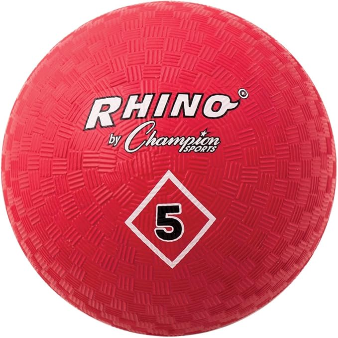 Champion Sports Playground Ball – High-Bounce 2-Ply Construction, Durable Red Ball for Throwing, Catching & Kicking - Multiple Sizes (5", 6", 7", 10", 13", 16")