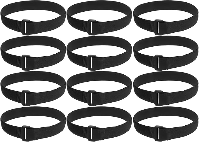 Housoutil 12pcs Adjustable Yoga Mat Carrying Straps Nylon Hook and Loop Bands 25x400mm Mat Carrier for Fitness and Exercise Storage in Black