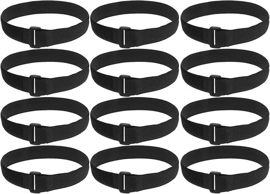 Housoutil 12pcs Adjustable Yoga Mat Carrying Straps Nylon Hook and Loop Bands 25x400mm Mat Carrier for Fitness and Exercise Storage in Black