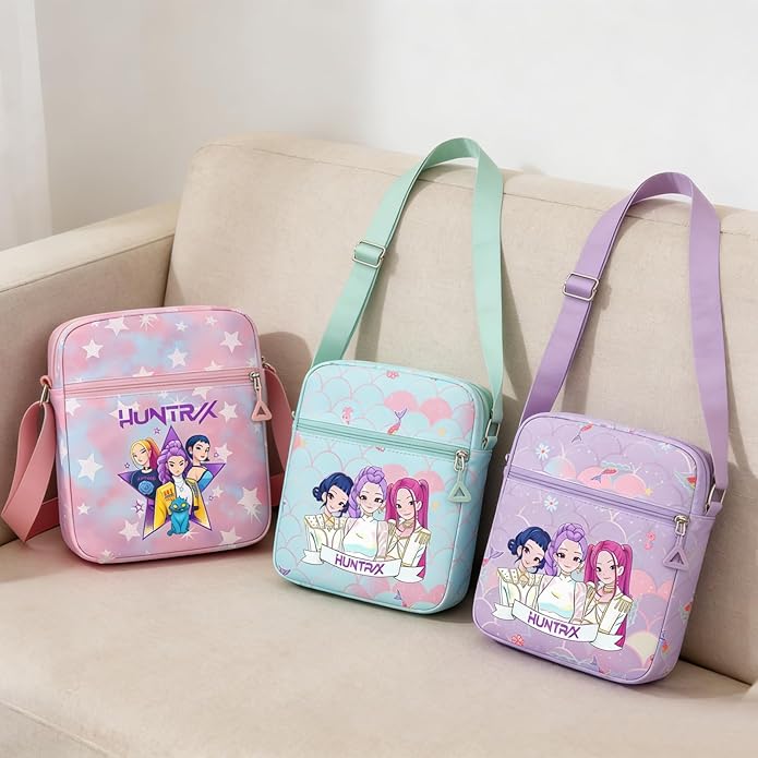 For Demon Hunters mini crossbody bag, For Korean idol,also a shoulder bag, features a cartoon pattern design. (Purple)