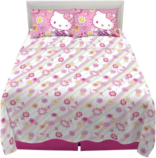Hello Kitty Bedding Super Soft Microfiber Sheet Set, Queen, Hello Kitty, (Officially Licensed Product) By Franco