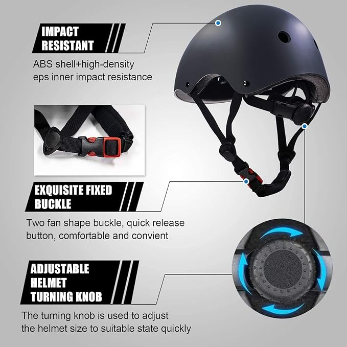 Adjustable Helmet for Ages 5-16 Kids Toddler Boys Girls Youth,Protective Gear with Elbow Knee Wrist Pads for Multi-Sports Skateboarding Bike Riding Scooter Inline skatings Longboard Roller Skate