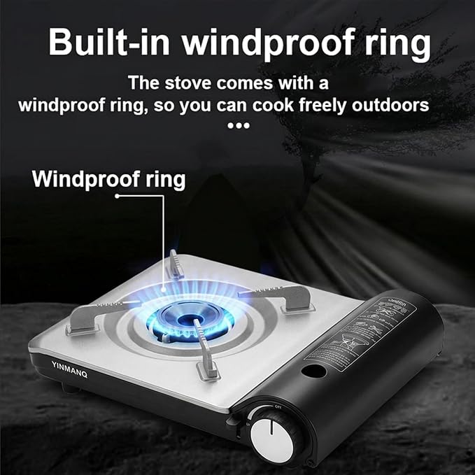 Detachable Grill Pan & Butane Stove Combo with Safety Auto-Eject | Portable Suitcase Design for Camping, Tailgating, Picnics, Indoor/Outdoor Cooking & Hot Pot