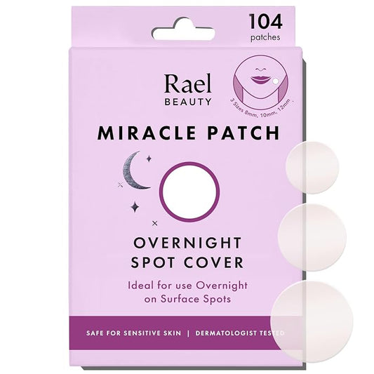 Rael Pimple Patches - Miracle Overnight Spot Cover, Thicker & Extra Adhesion, Hydrocolloid Acne Pimple Patch for Face, Zits & Blemishes, Korean Skin Care, 3 Sizes (104 Count)