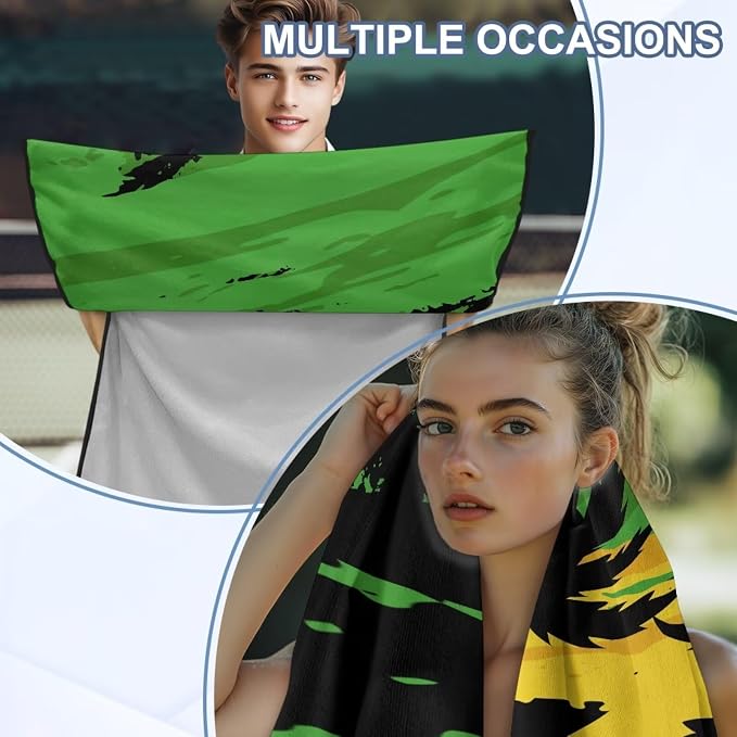 INSTANTARTS Coconut Tree Jamaican Flag Car Seat Cover Protector Sweat Towel Multi-Functional Car Towel