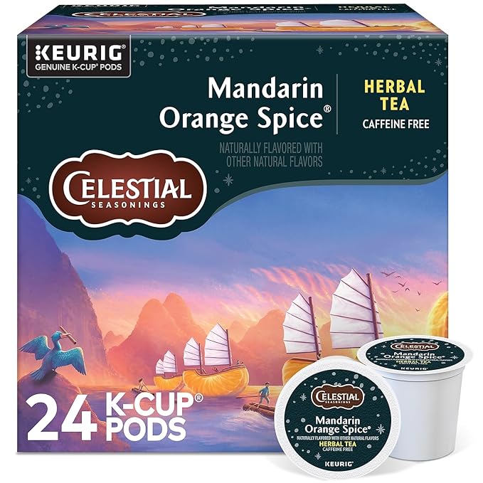 Celestial Seasonings Mandarin Orange Spice Herbal Tea, Keurig® K-Cup® Pods, 24/Box (14735)