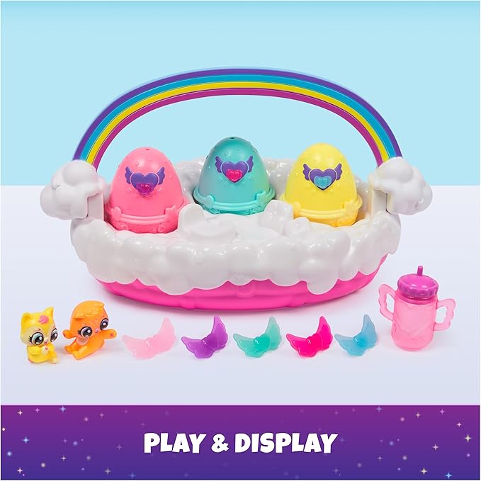Hatchimals Alive, Neon Rainbow Spring Basket Toy (Styles May Vary), 3 Self-Hatching Easter Eggs, Fun Gift & Kids Toys for Girls & Boys Ages 3 and up