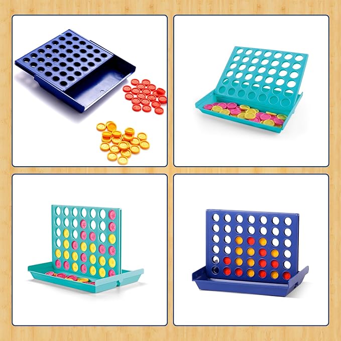 Pup Go 4-Pack Mini Pocket Sized 4 in a Row Board Game for Kids Ages 3+, Perfect Party Bag Fillers for Kid Classroom Prizes Rewards Unisex Kids Party Favour Toy Stocking Fillers Boys Girls
