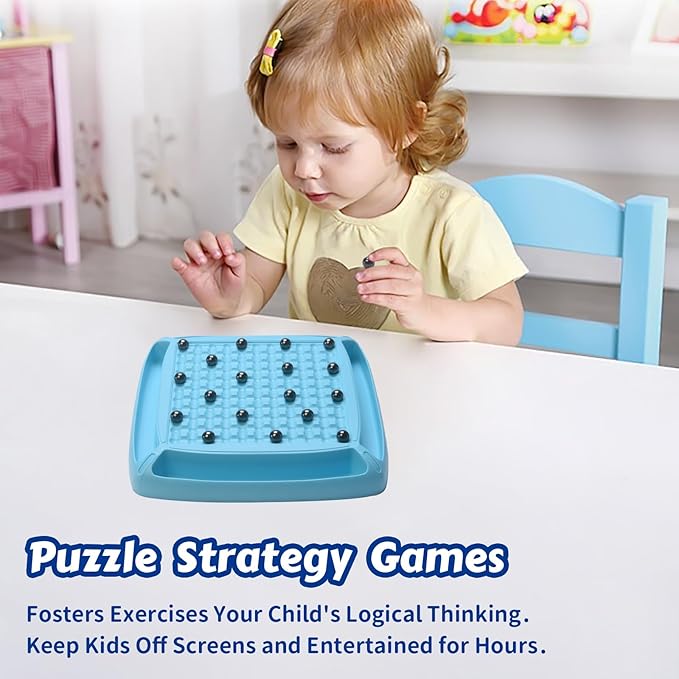 Magnet Game, Magnetic Game Fun Family Board Games for Kids and Adults, Magnet Chess Game with 40Pcs Stones, Table Top Magnetic Board Games, 2-4 Players
