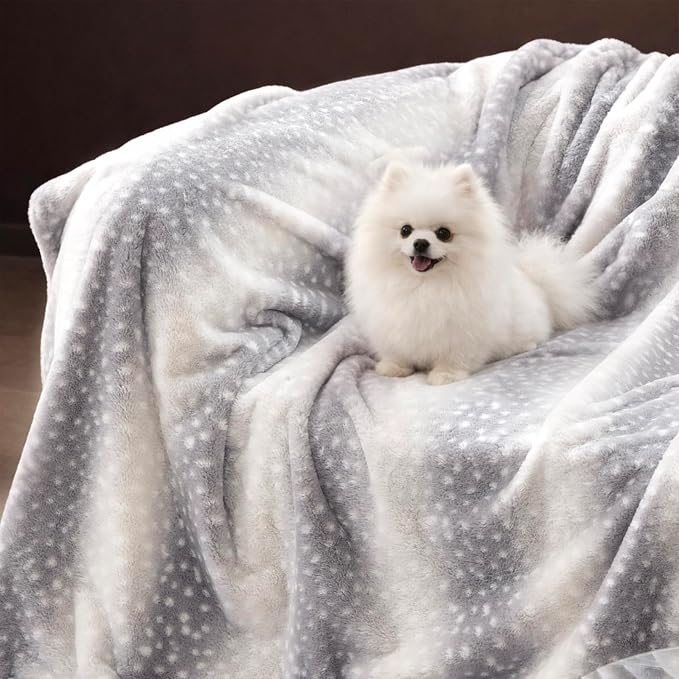 Cozy Bliss Luxury Faux Fur Throw Blanket Animal Print, Non Shedding Double Sided Sherpa Blankets Super Soft Fluffy Thick Warm Throws Home Decor for Christmas Couch Bed Sofa Women (Grey, 50x60 Inches)