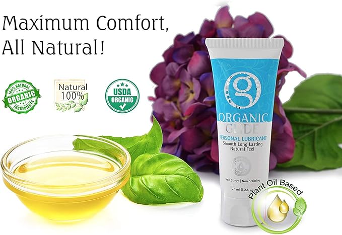 Organic Glide Natural Personal Lubricant, Probiotic Edible Lube. Parabens, Glycerin, Flavorings Free - for Men Women and Couples. Best for Menopause and Sensitive Skin (3 Pack)