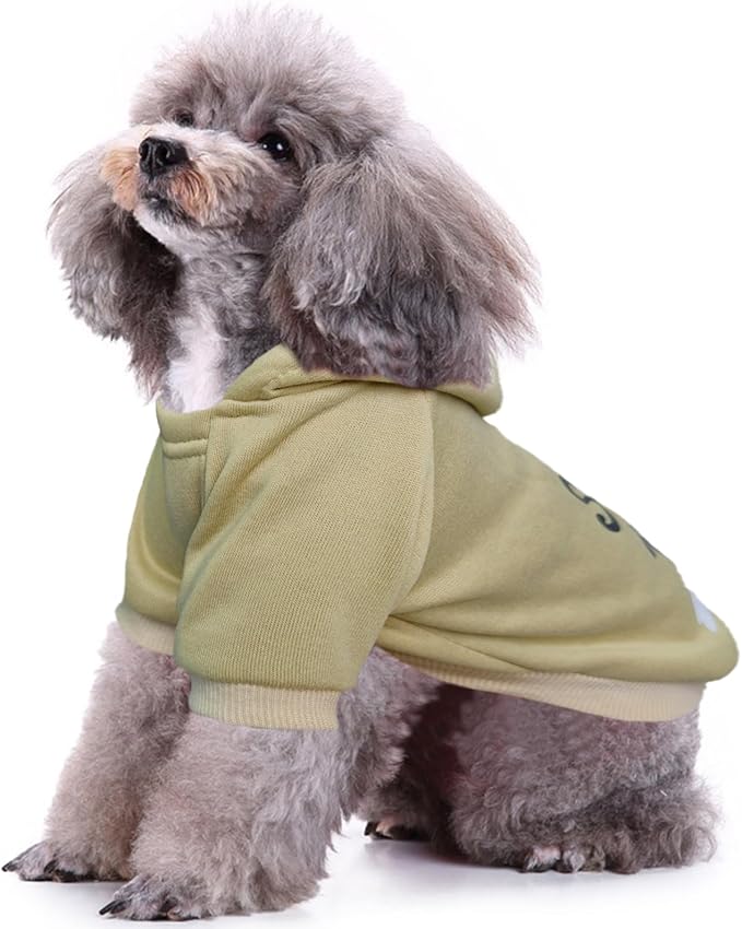 Jecikelon Winter Printed Dog Hoodies Sweatshirts Warm Clothes for Small Dogs Chihuahua Coat Puppy Clothing Cat Custume (Khaki, X-Large)