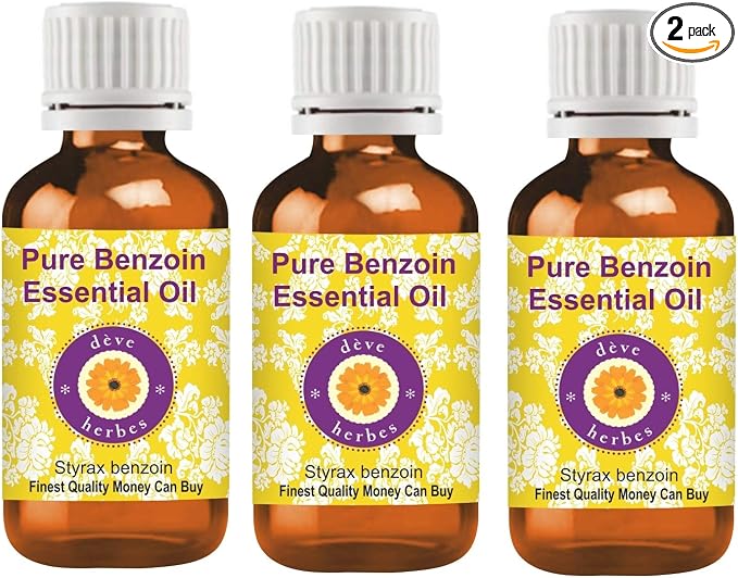 Deve Herbes Pure Benzoin Essential Oil (Styrax Benzoin) Steam Distilled (Pack of Three) 100ml X 3 (10 oz)