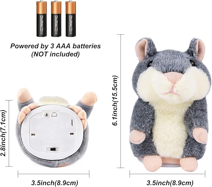 Ayeboovi Kids Toys for Ages 2-4 Talking Hamster Repeats What You Say, Stuffed Animals for Toddler Kid Birthday Gift, Fun Interactive Plush Autism Toy for 2 3 4 5 Years Old Boys Girls