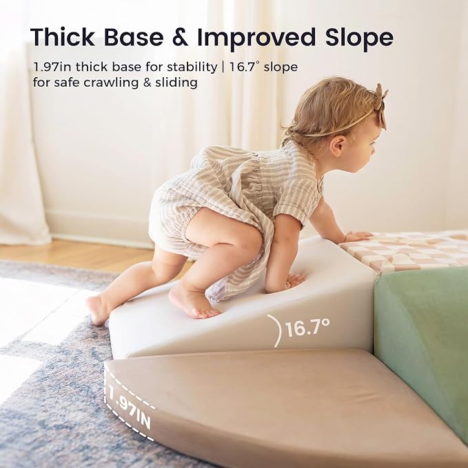 Tiny Land Soft Foam Climbing Blocks for Toddlers, 6-Piece Baby Foam Climbing Blocks, Indoor Playground Climbing Toys, Ideal Gift for Kids Activity Crawling and Sliding Foam Play Set (Vintage)