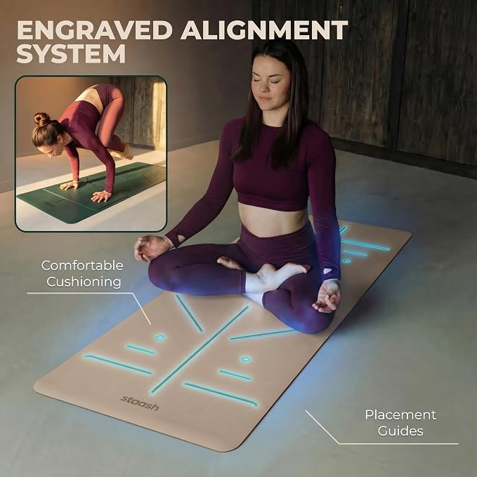 STAASH Premium Yoga Set – PU & Natural Rubber Mat + Towel + Strap + Knee Pad – Non-Slip Grip, Eco-Friendly, Studio Quality