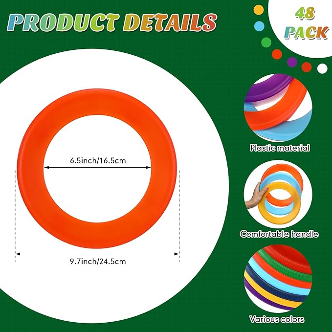 Lenwen Flying Discs Bulk Flying Rings for Kids Sports Outdoor Disc Toy Party Favor for Camping Yard Lawn Backyard Garden Pets Games Party Favors, Assorted Colors, 10 inch