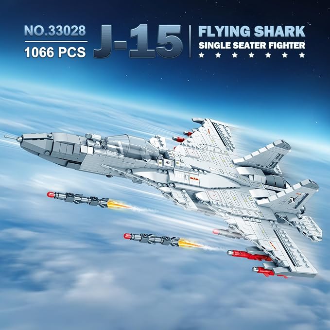 J-15 Fighter Jet Building Set,Military Airplane Jet with Movable Wings,Single Seater Fighter 33028,Aircraft Model Kits,Military Displays,Gift for Adult Teens Boys 14+,1066PCS