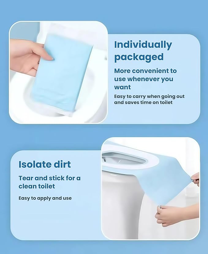 Disposable Toilet Seat Covers, White, 40x60cm, 5-Pack, Individually Wrapped, Universal Fit for U-Shape, O/V-Shape, Square Toilets