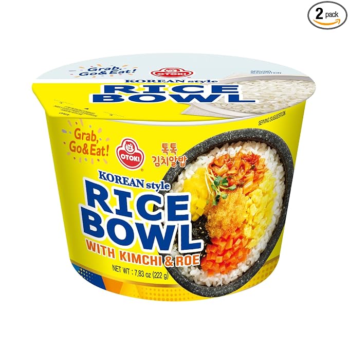 OTOKI Kimchi & Fish Roe Rice Bowl – Savory Korean Flavor | Ready-to-Eat Meal with Seaweed & Tuna Seasoning | 7.83 oz (Pack of 2)