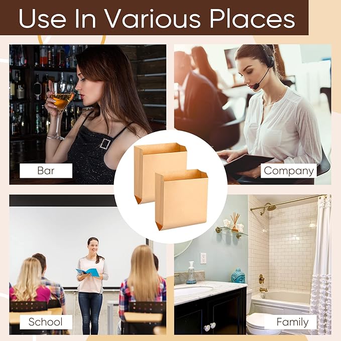 Waxed Kraft Feminine Hygiene Liner Bag, Business Restroom Bathroom Personal Dispensers 7.5 x 10" Waste Receptacle Paper Liners, Sanitary Napkin Disposal Bags, Kraft Bag (300 Pcs)
