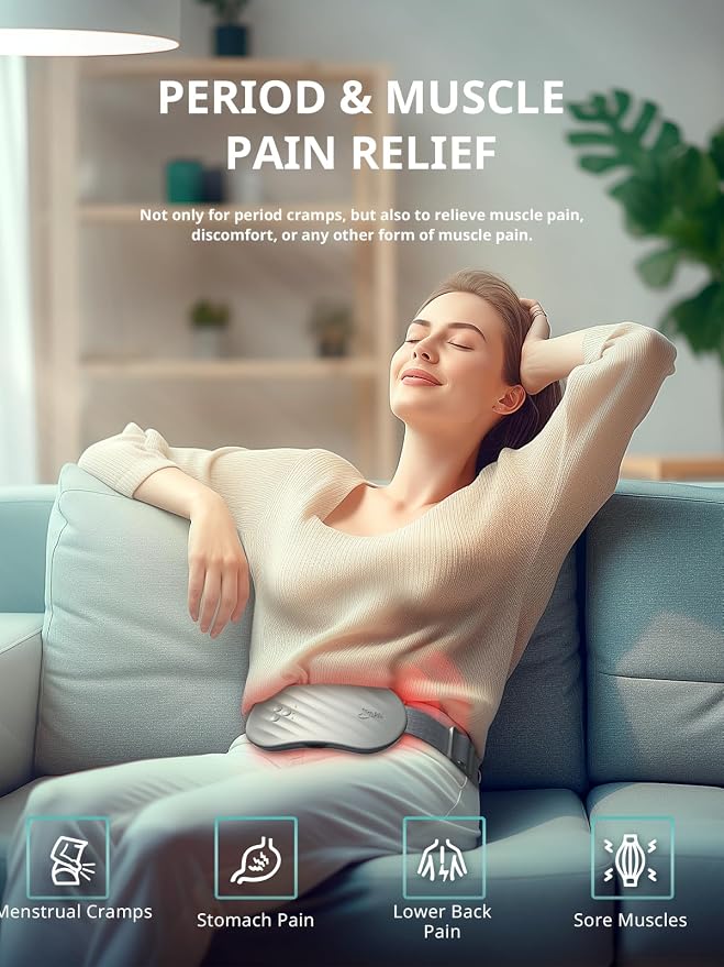 Slimpal Heating Pad for Period Cramps, Portable Heating Pad for Menstrual Relief, Electric Cordless Heating Belt for Back, Belly, Waist, Stomach, Wearable Heat Belt, Grey