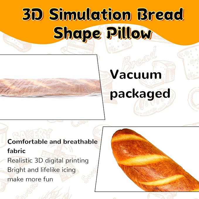 40" Giant Bread Plush Baguette Pillow 3D Simulation Funny Body Pillow Food Plush Christmas Stuffed Toys for Girls Boys