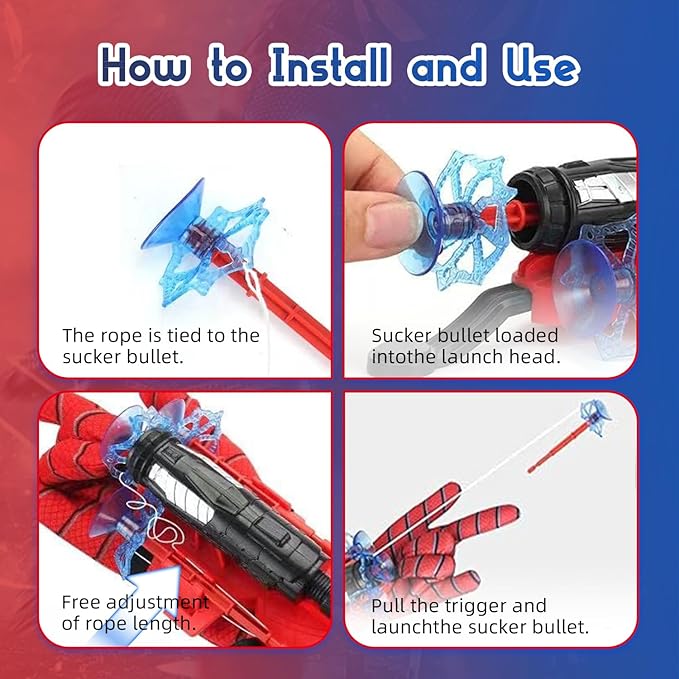DRAVF Spider Web Shooter Toy for Men and Kids, Super Spider Webs Shooters Hero with Wrist Toys Set Cool Stuff Funny for Christmas Halloween Birthday Gifts (Blue)