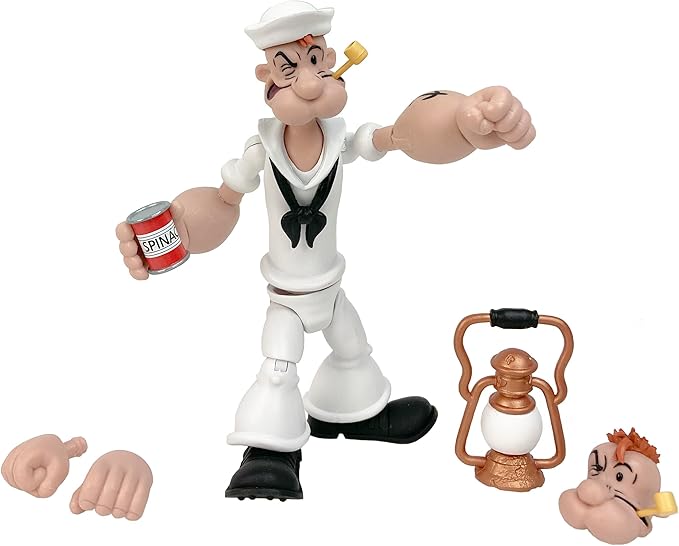 Boss Fight Studio Popeye Classics Set of 4 – Popeye in White Sailor Suit, Olive OYL, Bluto, Castor OYL - Highly Articulated Collectible Figurines with Accessories, Alternate Heads and Hands - 1:12