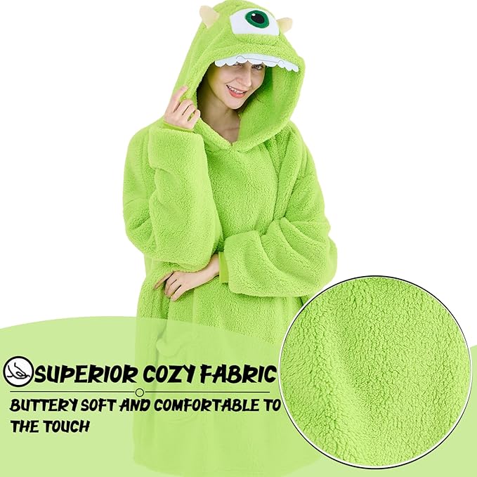 NEWCOSPLAY Wearable Blanket Hoodie Sherpa Hoodie Blanket for Women Men Warm Oversized Sweatshirt with Pockets