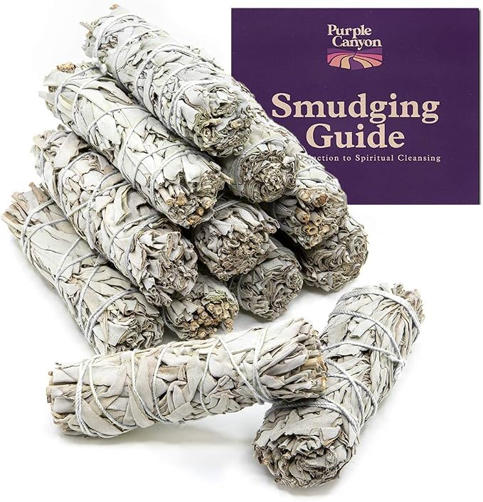 Purple Canyon Sage Smudge Kit - (12 Pack) - White Sage Smudge Sticks Incense Kit for Meditation Home Cleansing Aromatherapy and Smudge Rituals