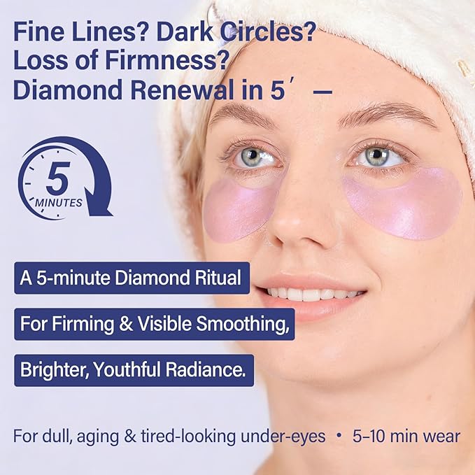DIAMOND GAZE Firming Hydrogel Eye Patches 28 Pairs, 15-Min Retinol & Niacinamide Eye Masks to Smooth and Brighten, Reduce Fine Lines & Dark Circles, Relaxing Holiday Set
