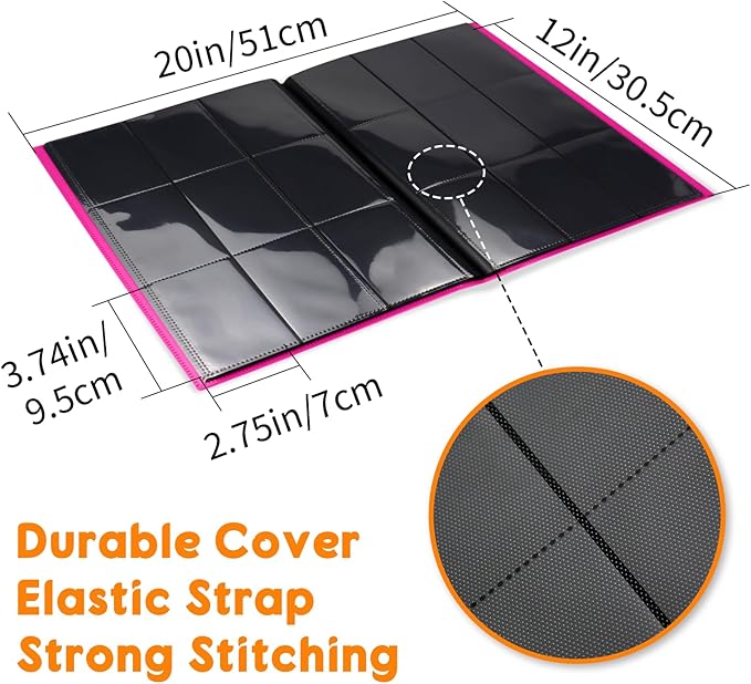 Card Binder 9 Pocket, PP Cover Trading Card Binder for 360 Cards, Sturdy Card Collection Album, Card Holder Folders for MTG, TCG, Game Cards & Sports Cards,Rose Red