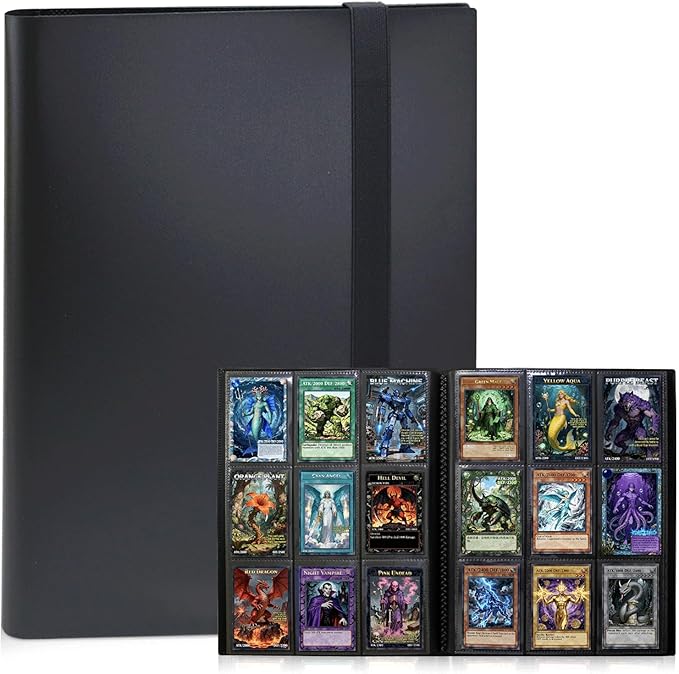 Trading Card Binder 9 Pocket, 360 Card Waterproof Folder with Side Loading Sleeves, Sturdy Card Collection Album for MTG, TCG, Game Cards & Sports Cards, Black