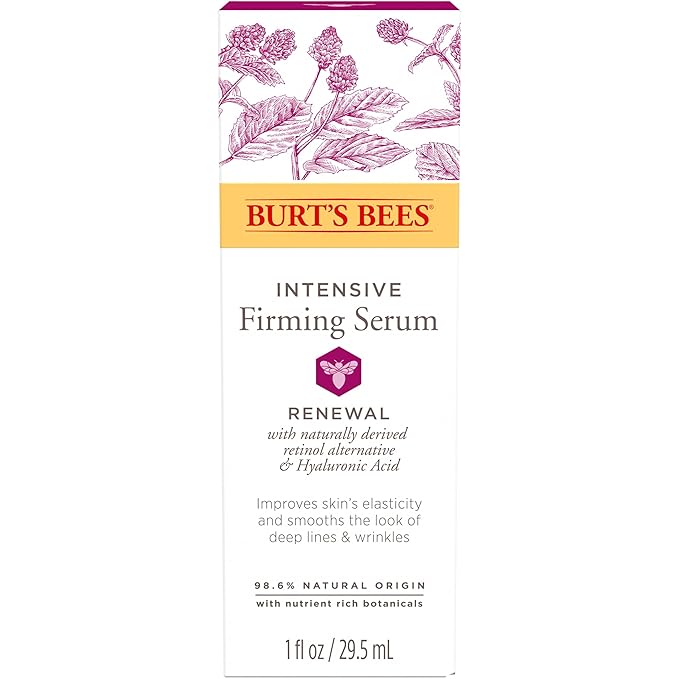 Burt's Bees Renewal Intensive Firming Serum With Natural Retinol Alternative and Hyaluronic Acid, Powerful Natural Anti-Aging Ingredients, 98.6 Percent Natural Origin Skin Care, 1 fl. oz. Bottle