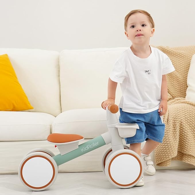 Kid's Balance Bikes for 1 Year Old Boys and Girls, 12-24 Months Toddler Ride-on with Adjustable Seat and a Front Basket, First Birthday Gifts (White)